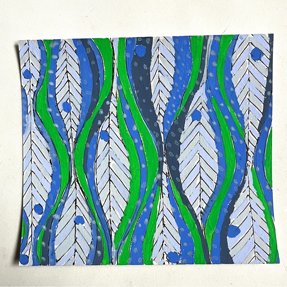 Blue and Green Feather Art Painting